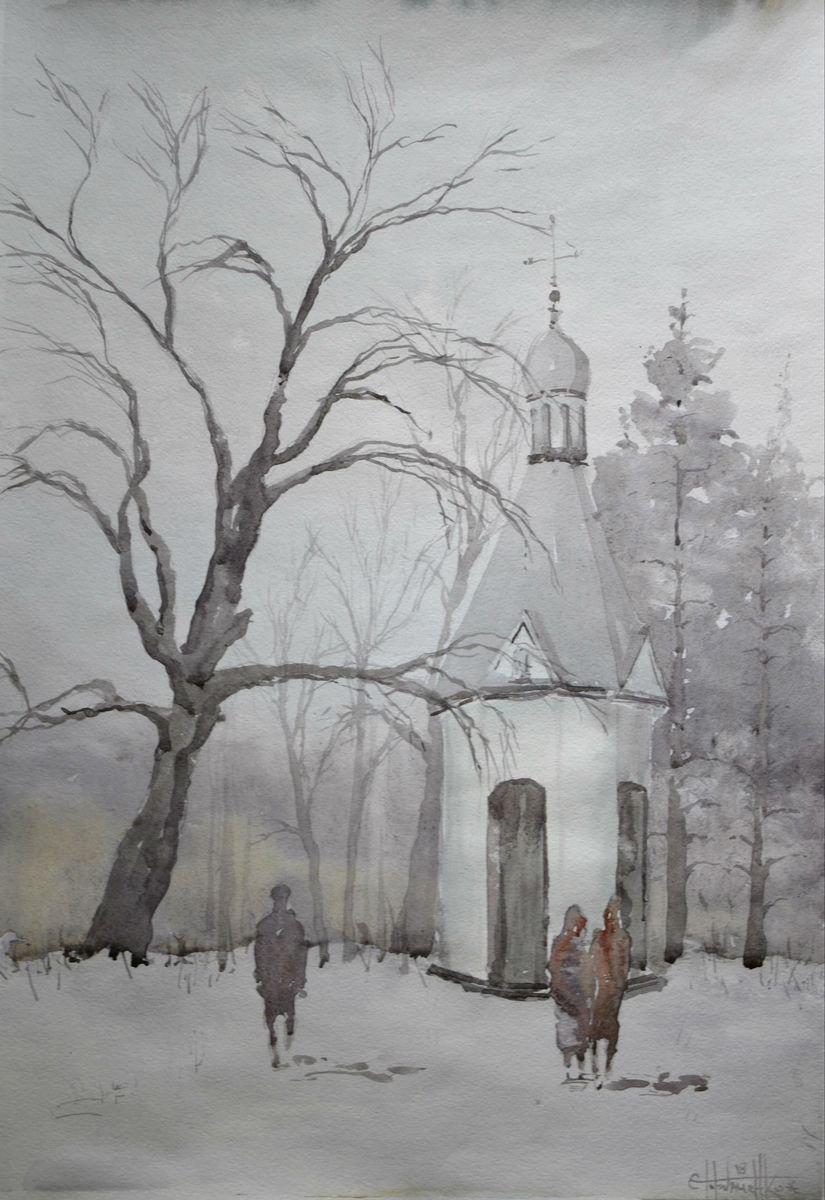 Pokrovskaya chapel of the city of Nikopol by Eugene Gorbachenko