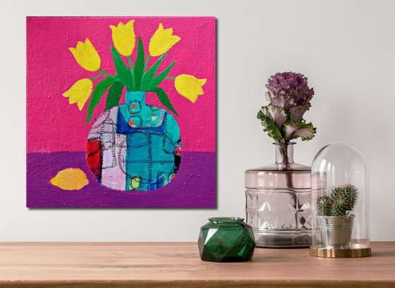Yellow Tulips and a Lemon