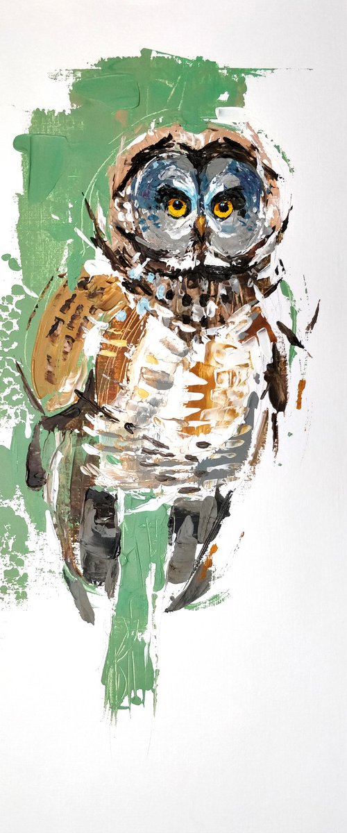 OWL | acrylic on paper | unframed by Anna Cher