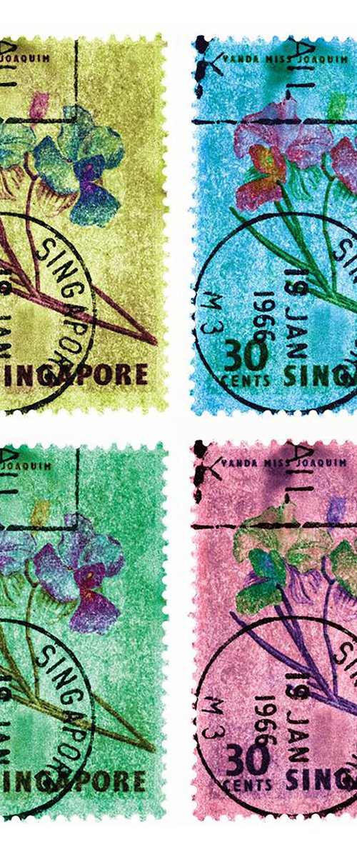 Heidler & Heeps Singapore Stamp Collection '30 Cents Singapore Orchid (Multi-Colour Mosaic) I' by Richard Heeps