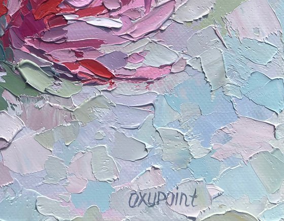 "Magnolia" palette knife oil painting