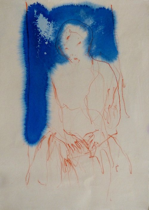 The Seated Model, 29x41 cm by Frederic Belaubre