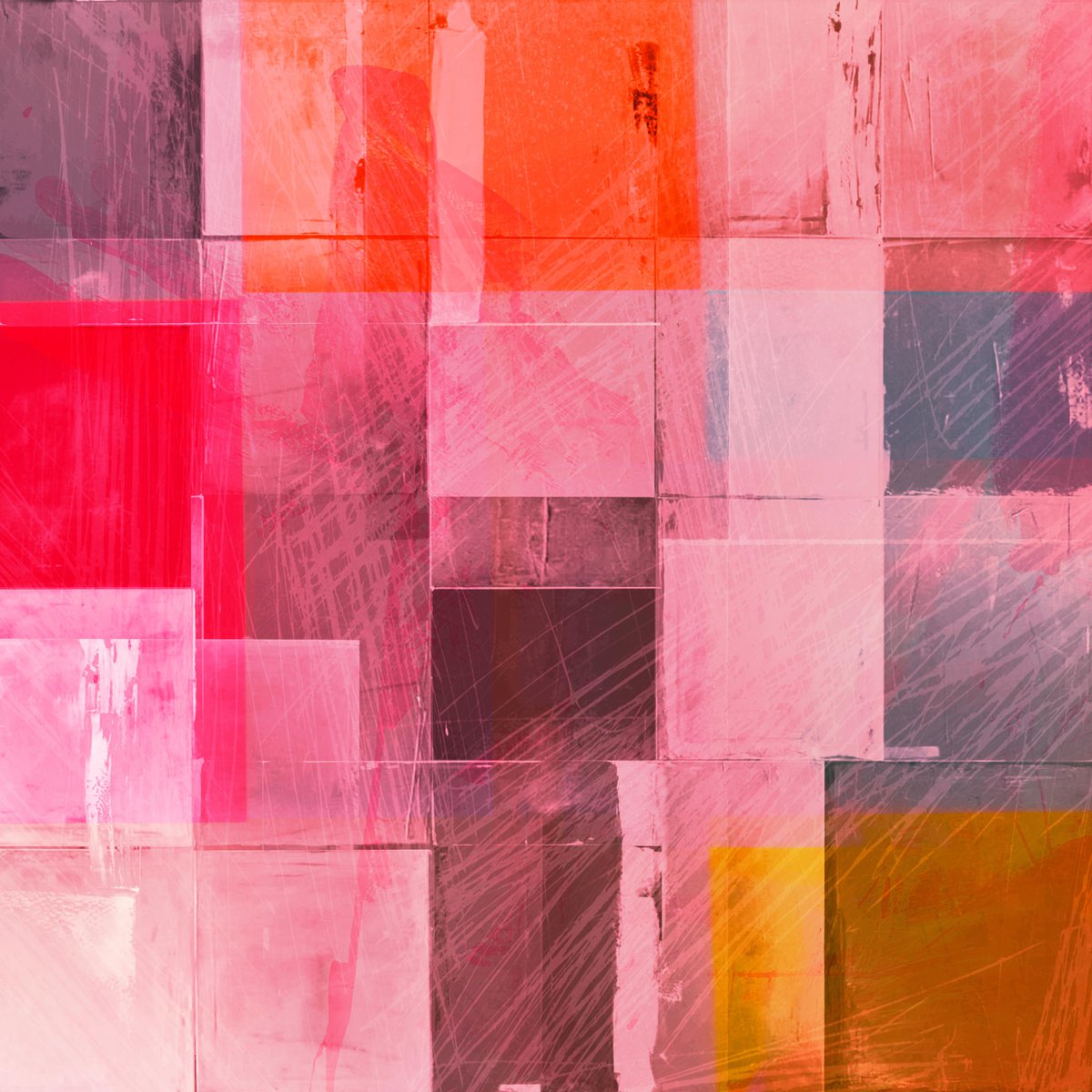 Abstract Print By The Most Active, 17 X 17", Between A And B, Original Artwork