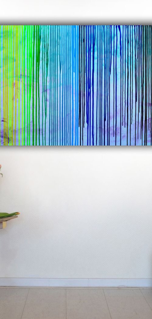 200x80x4 cm Happy Rainbow - XXXL Huge Modern Abstract Big Painting, FREE SHIPPING - Large Painting - Ready to Hang, Hotel and Restaurant Wall Decoration by Soos Tiberiu