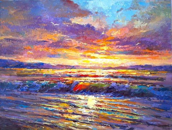 Sun Melting into Waves