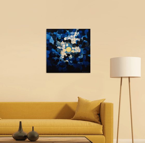 Full Moon (60x60cm, cubism, oil painting, ready to hang)