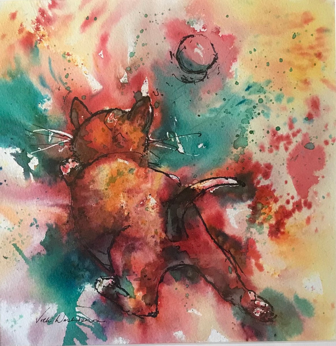 Kitten chasing a bubble by Vicki Washbourne