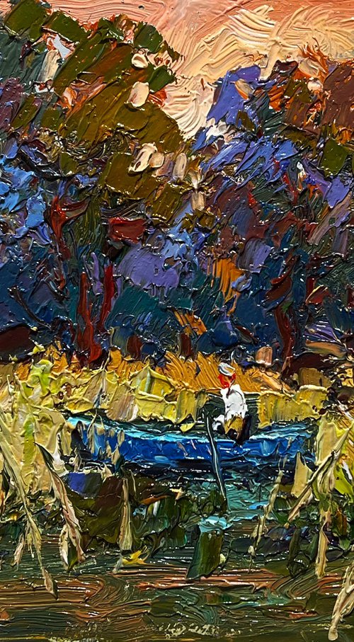 On a boat among the reeds by Kalenyuk Alex