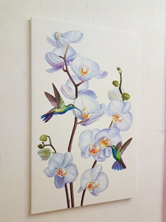 "Harmony", orchid and birds art