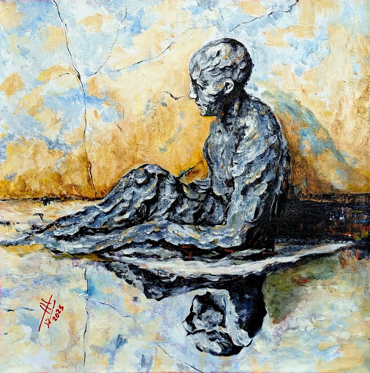 Expressive Oil Painting , The Birth Of Prometheus By Felix Rubio, 24 X 24, Artwork For Sale On Artfinder