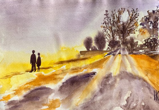 Couple Walking painting