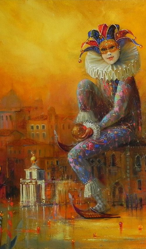 "Carnival fun" Original art Original painting oil on canvas by Yurii Novikov