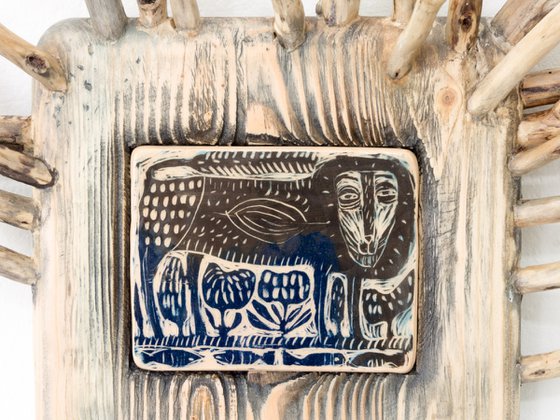 Ceramic panel "Lion"31х22,5х6 сm/12.20x8.5x2.36 inch