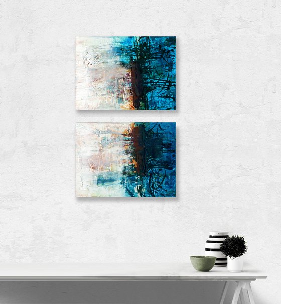 The Magic Beyond  - 2 Textural Abstract Paintings by Kathy Morton Stanion