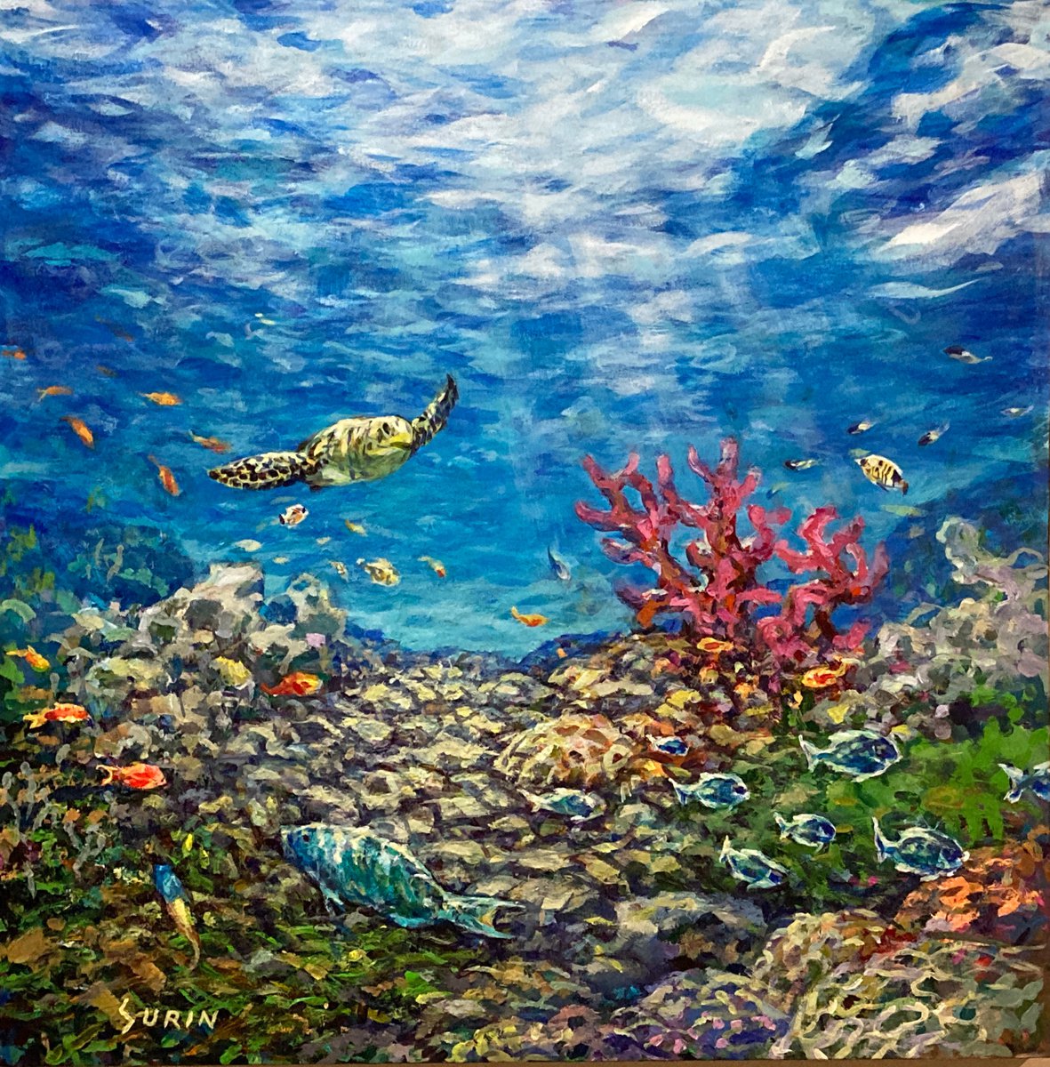 Sea Aquarium, Aquatic Life, Coral Reefs, Marine Life, Symphony of Color, marine painting by Surin Jung