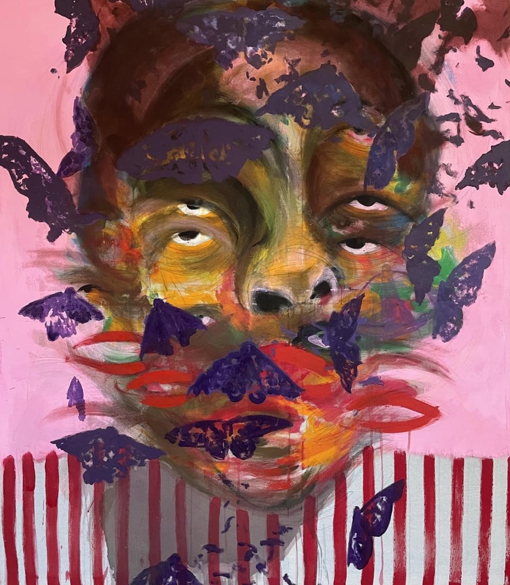 Abstract Portrait Painting By Gela Mikava, 51 X 59, Untitled, Original Artwork