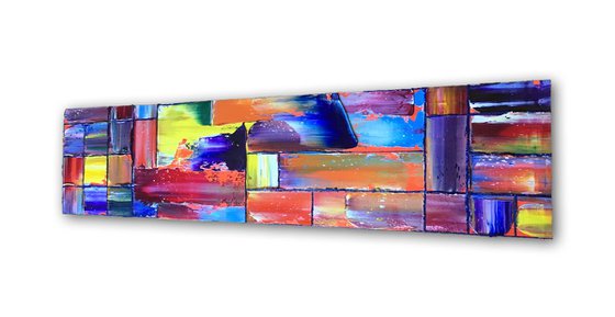 "Messy Geometry Series" - Save As A Series - Original PMS Abstract Diptych Oil Paintings On Wood - 32" x 16"