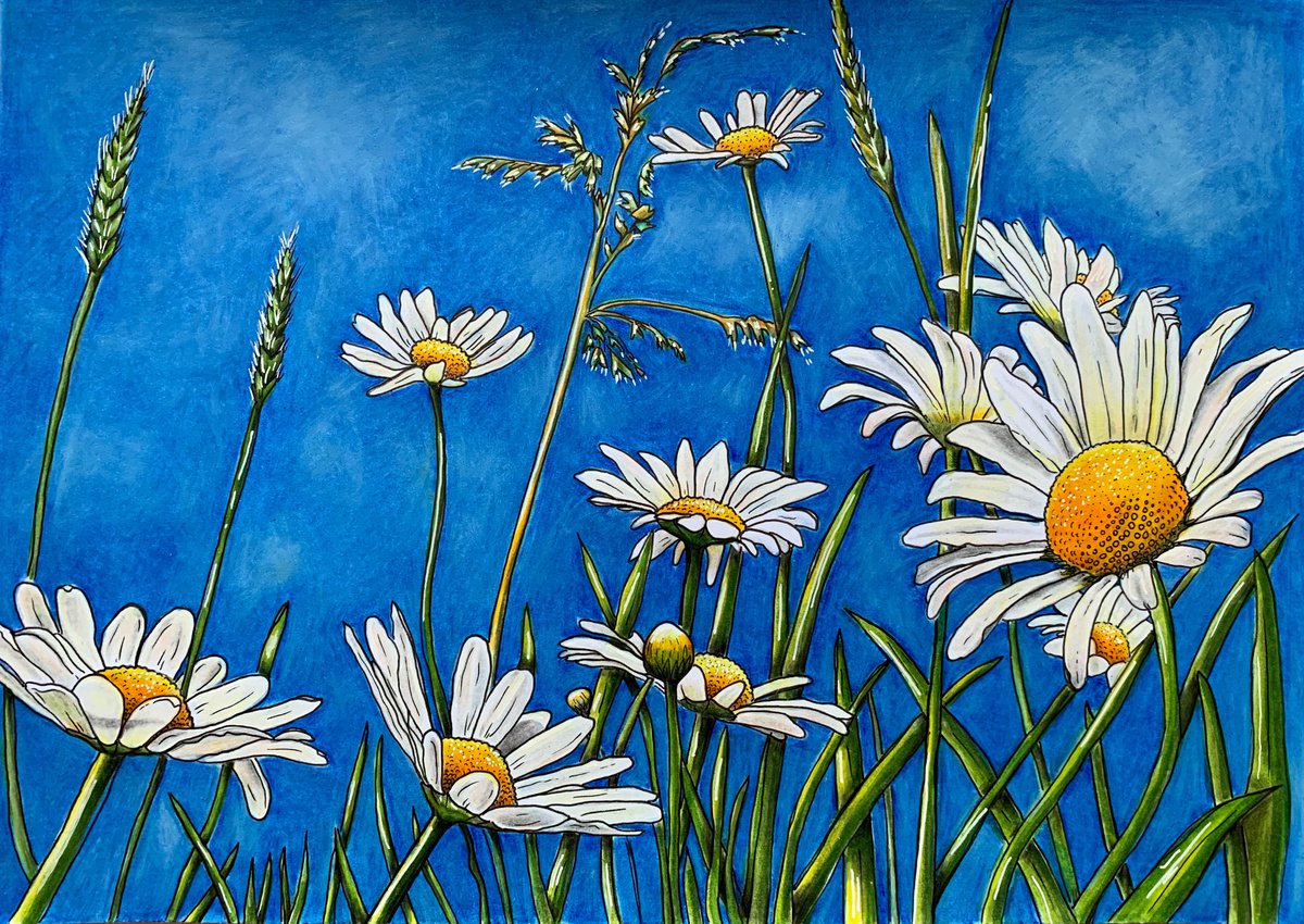 Illustrative Painting , Reaching For The Sky By Karen Elaine Evans, 17 X 12, Artwork For Sale On Artfinder