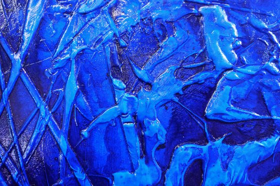 Sapphire Innuendo 240cm x 100cm Blue Textured Abstract Art