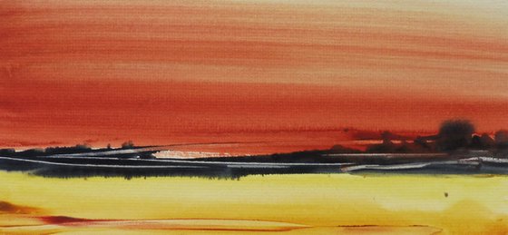BEACH SUNSET ABSTRACT SEASCAPE. Original Watercolour Painting.