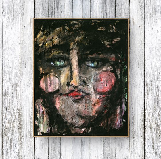 Funky Face Clown 3  - Mixed Media Painting by Kathy Morton Stanion