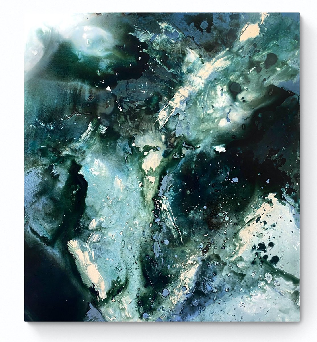 Organic Abstract Acrylic Painting By Cristina Dalla Valentina, 35 X 39, Inside The Waterfall 1, Original Artwork