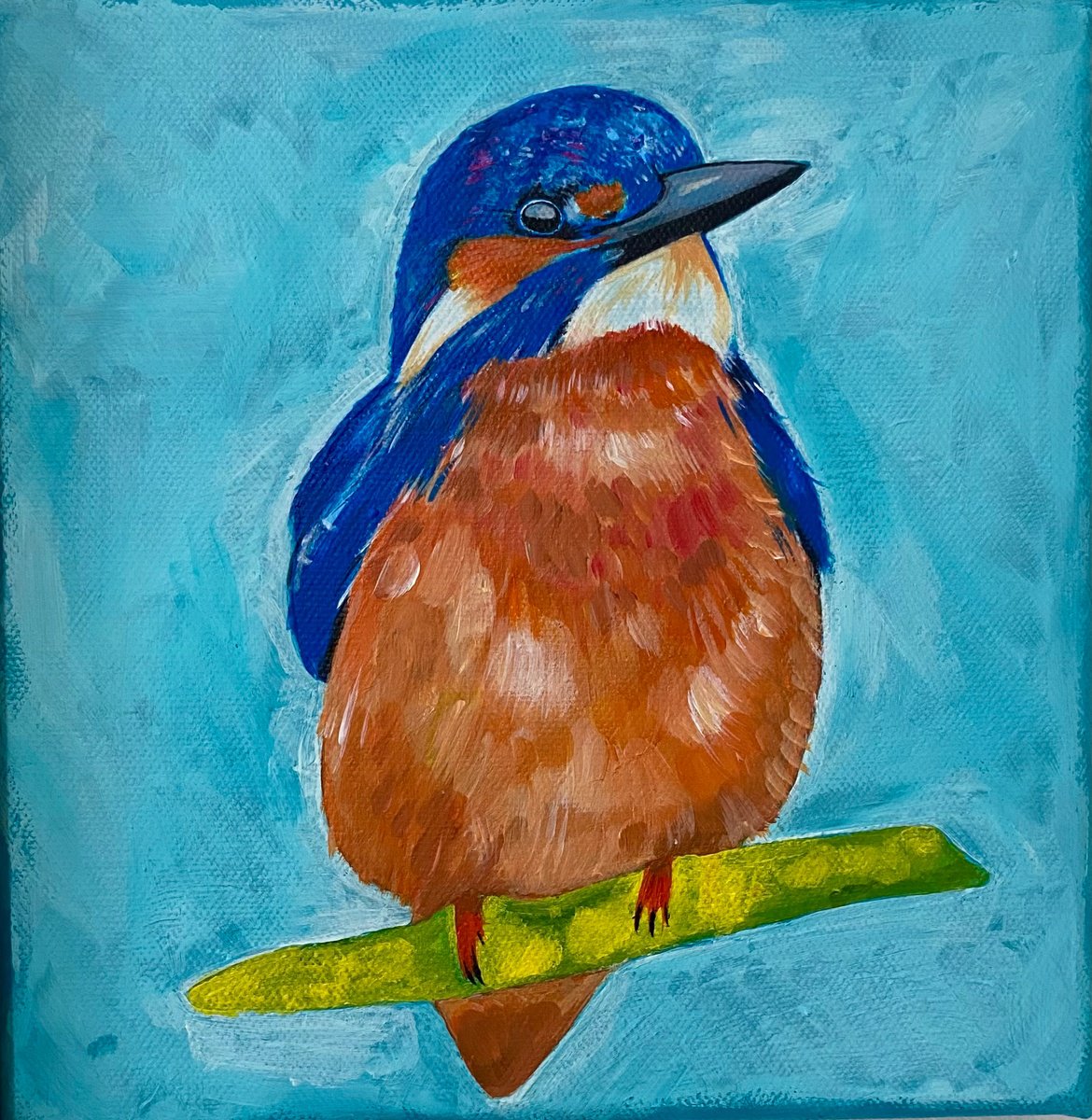 Kingfisher acrylic painting by Bethany Taylor