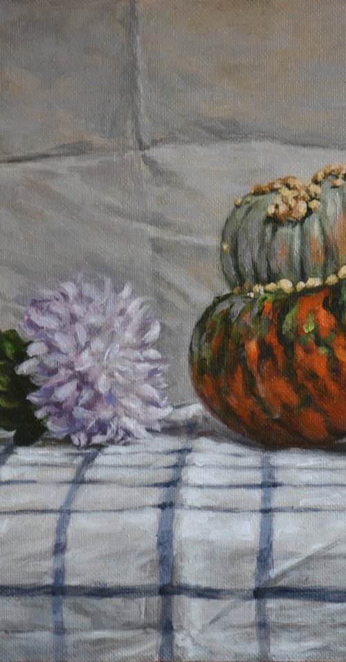 Pumpkin and Purple Flower by Frau Einhorn
