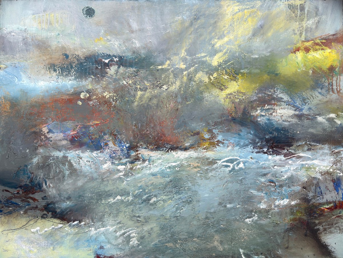 Abstract Landscape Oil Painting By Zakhar Shevchuk, 28 X 20", 12:00, Original Artwork