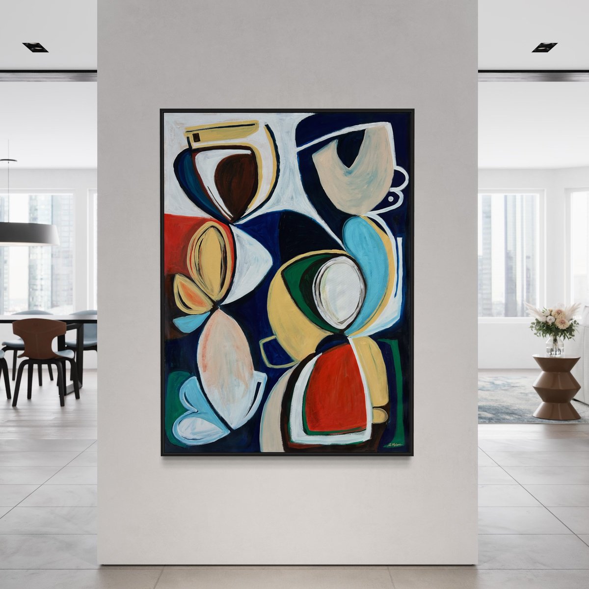 Abstract Acrylic Painting By Samantha Malone, 37 X 50", Caught In The Flow, Original Artwork