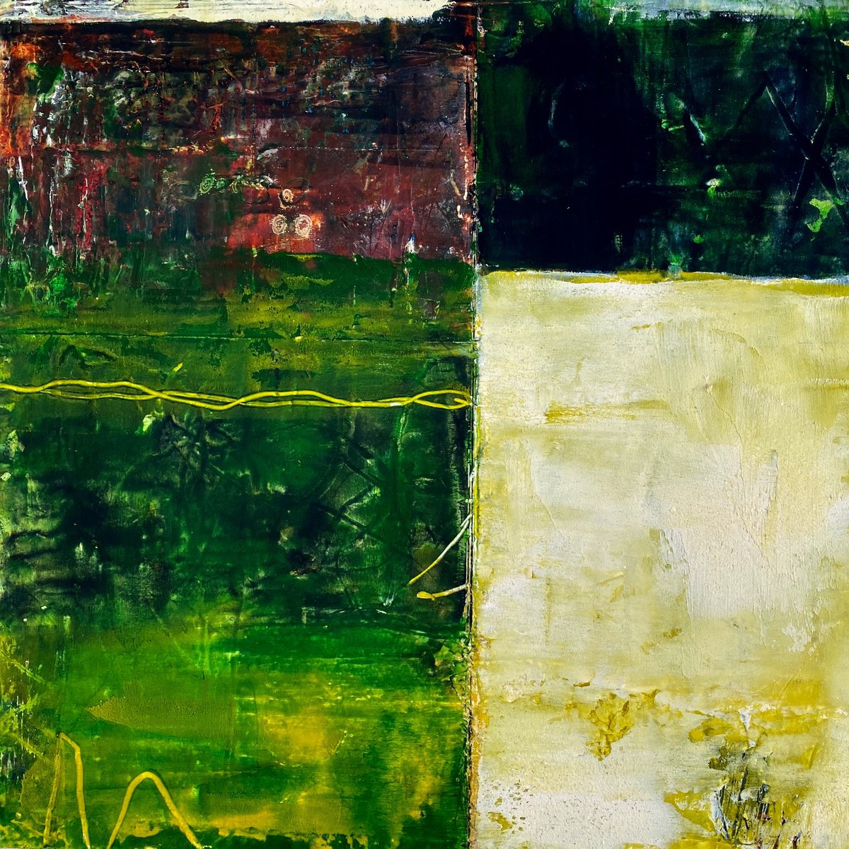 Abstract Oil Painting By Linda Coppens, 12 X 12", Traces Of The Past 5, Original Artwork