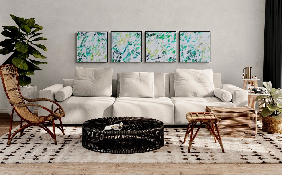 Beyond the sea no. 17820 - set of 4 green abstract by Anita Kaufmann
