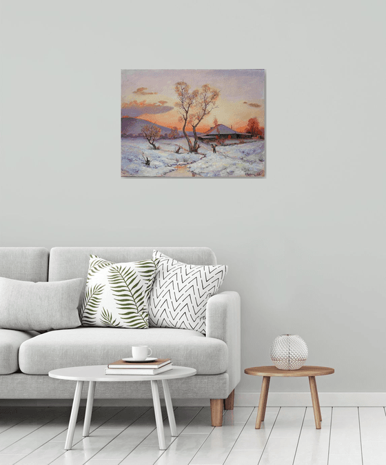 Warm winter (60X80cm, oil painting, ready to hang)