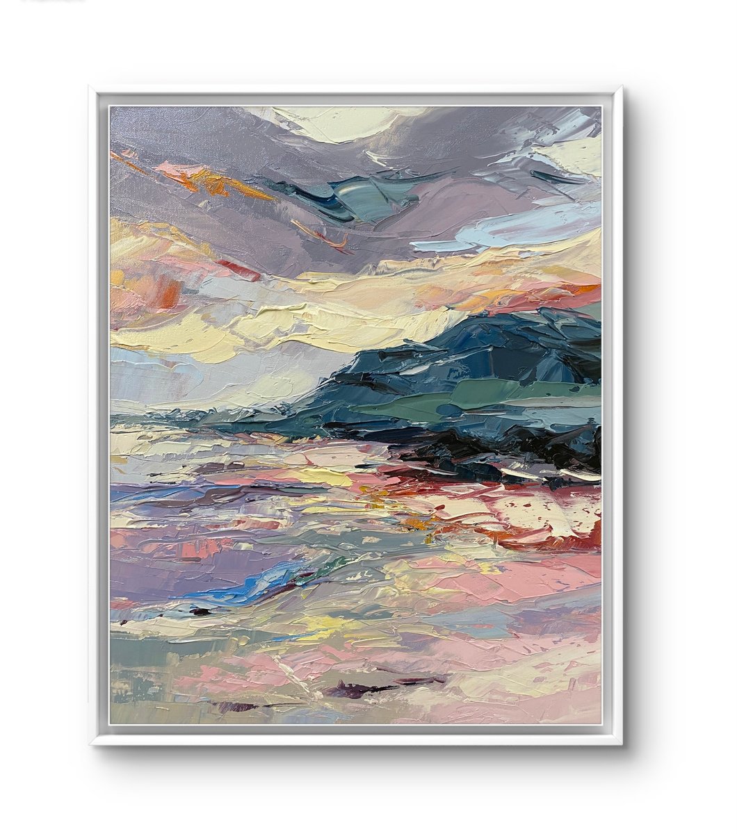 Organic Landscape Oil Painting By Athaang Art, 16 X 20, Sea Side, Original Artwork