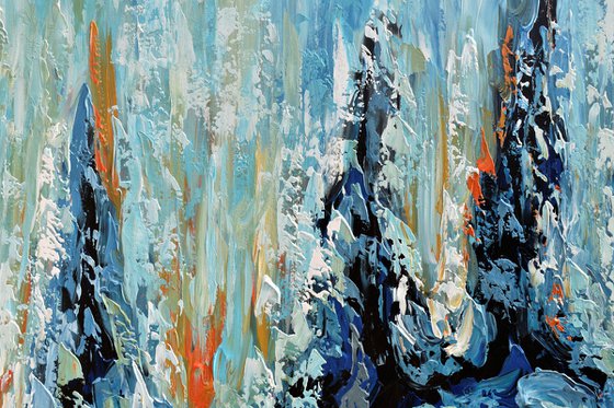 Early spring II - 48"x72" Extra Large Acrylic Blue Abstract Artwork created with Palette Knife