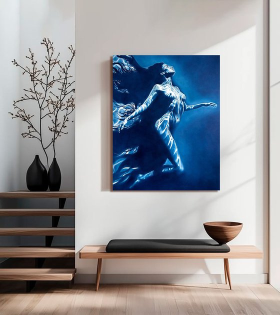 Carrying the Light – Deep Blue Water Nude