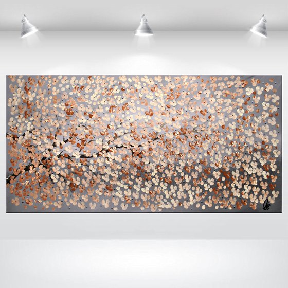 Caprice- acrylic abstract painting, cherry blossoms, nature painting, canvas wall art