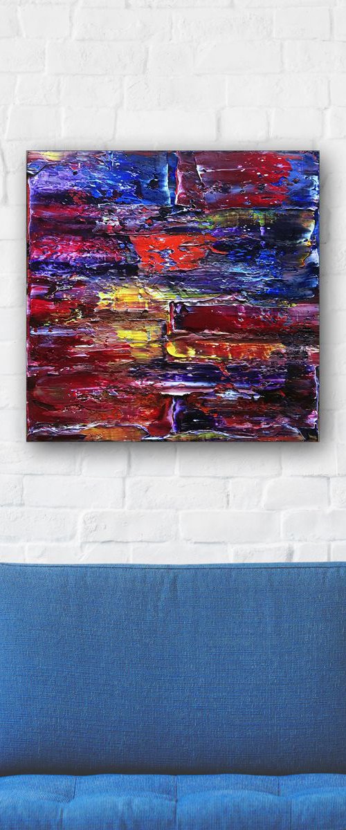 "Let's Get Messy" - FREE USA SHIPPING - Original PMS Textured Oil Painting On Canvas - 20 x 20 inches by Preston M. Smith (PMS)