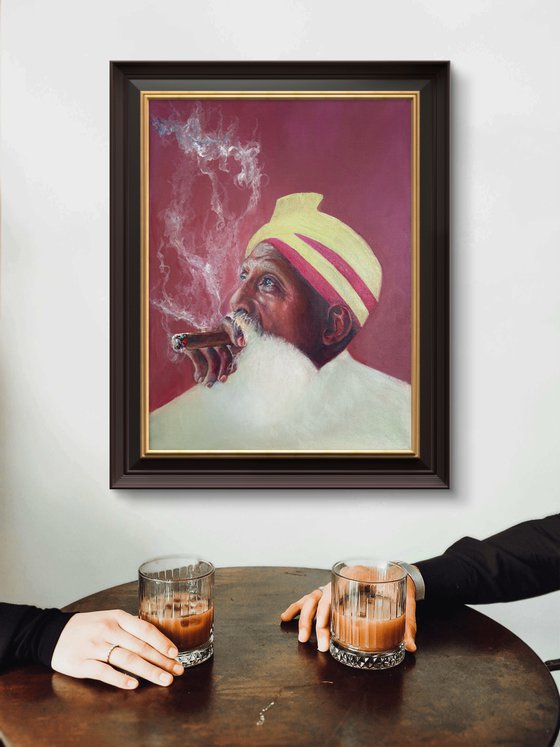 Smoking man in a turban
