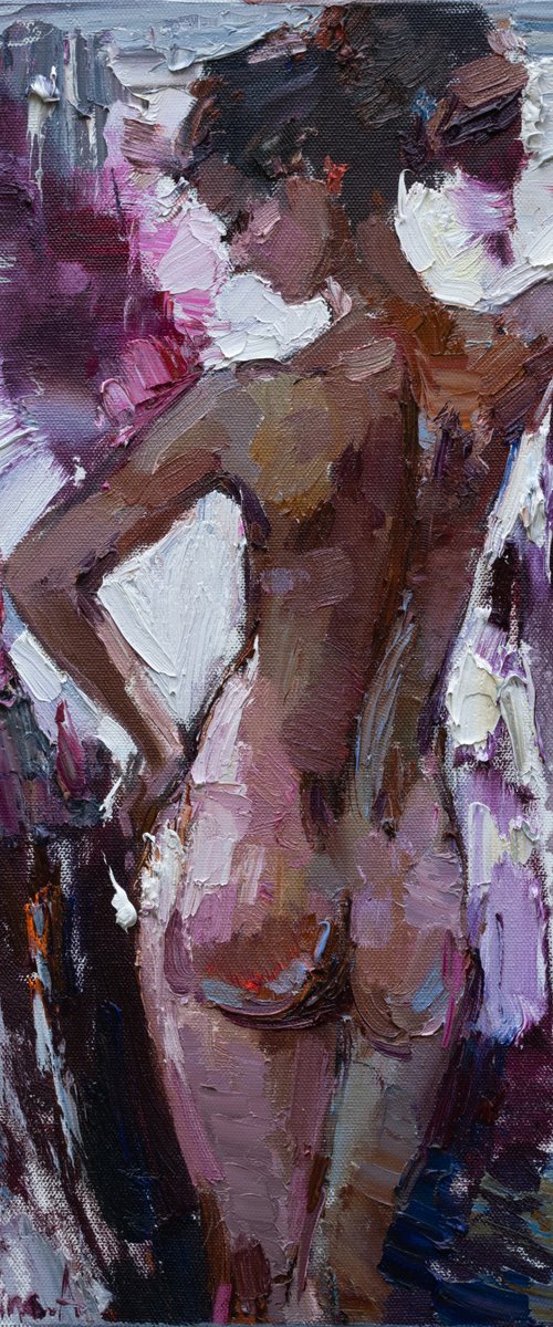 Nude girl oil painting by Anastasiia Valiulina