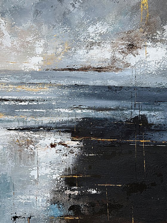 Where Silver Skies Meet Firelight-seascape