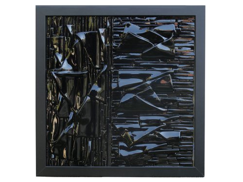 Night Wind - Glass relief panel - original work by Veselina Marinova