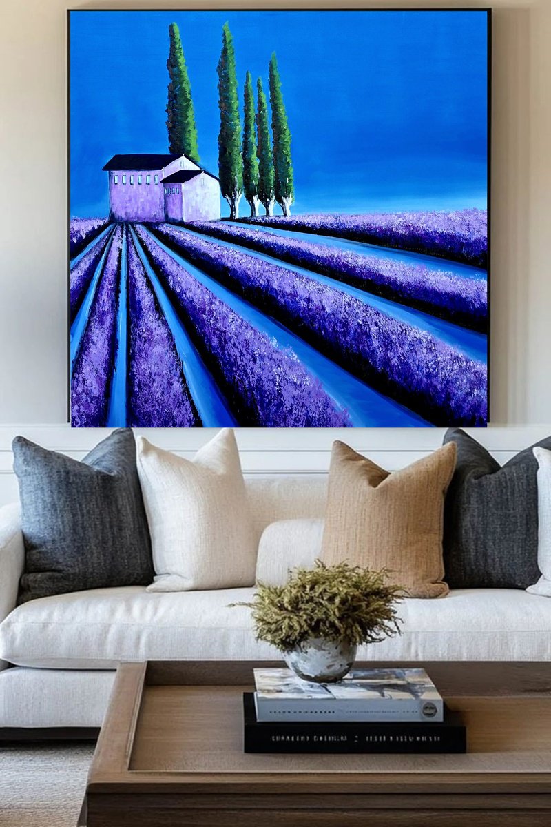 Impressionistic Landscape Acrylic Painting By Danijela Dan, 31 X 31, The Simmetry Of Provence X, Original Artwork