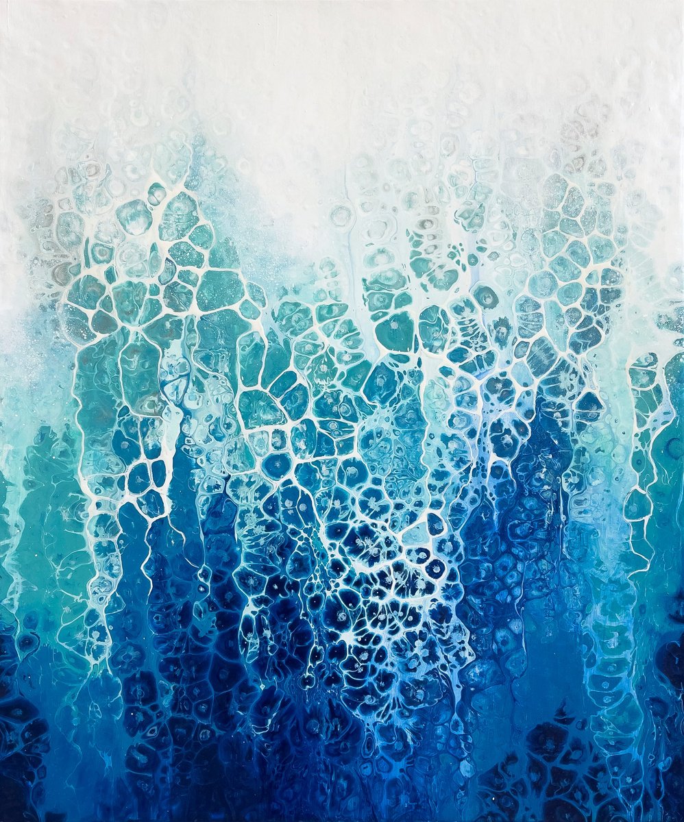 Organic Abstract Acrylic Painting By Shaylen Broughton, 24 X 30", Chasing Waterfalls, Original Artwork