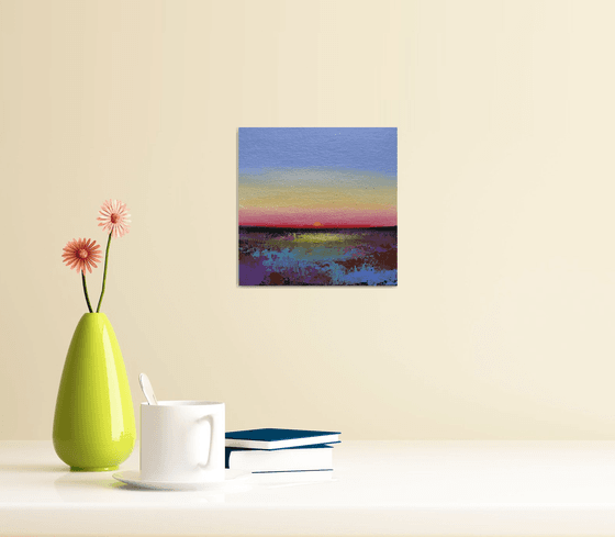 Small Abstract Landscape !! Sunset Art !! Lovely Sunset !! Small Painting !! Mini Painting !!