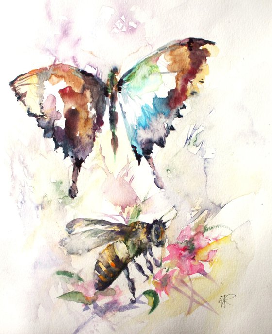 Bee and butterfly