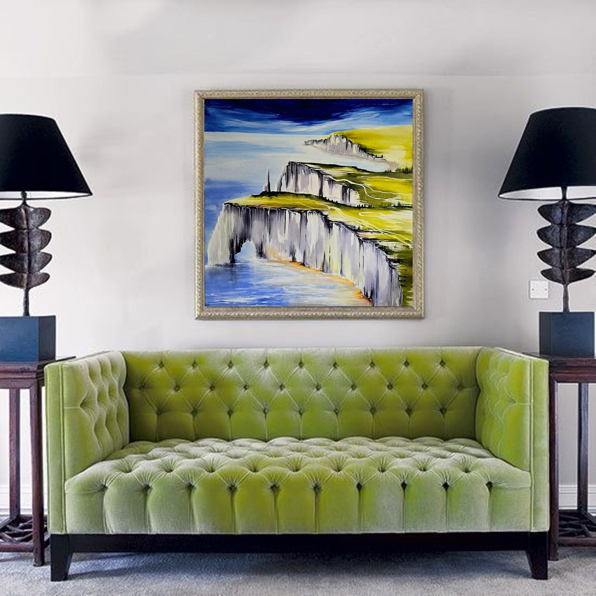 Impressionistic Landscape Acrylic Painting By Danijela Dan, 31 X 31, The Cliffs Of Etretat, Original Artwork