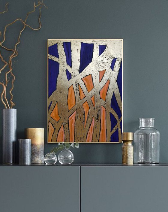 Abstract Gold memories / Modern stripe art