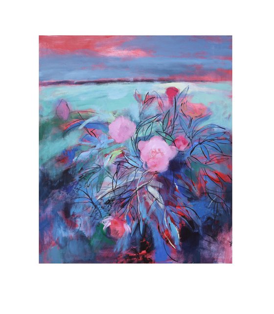 landscape with peonies