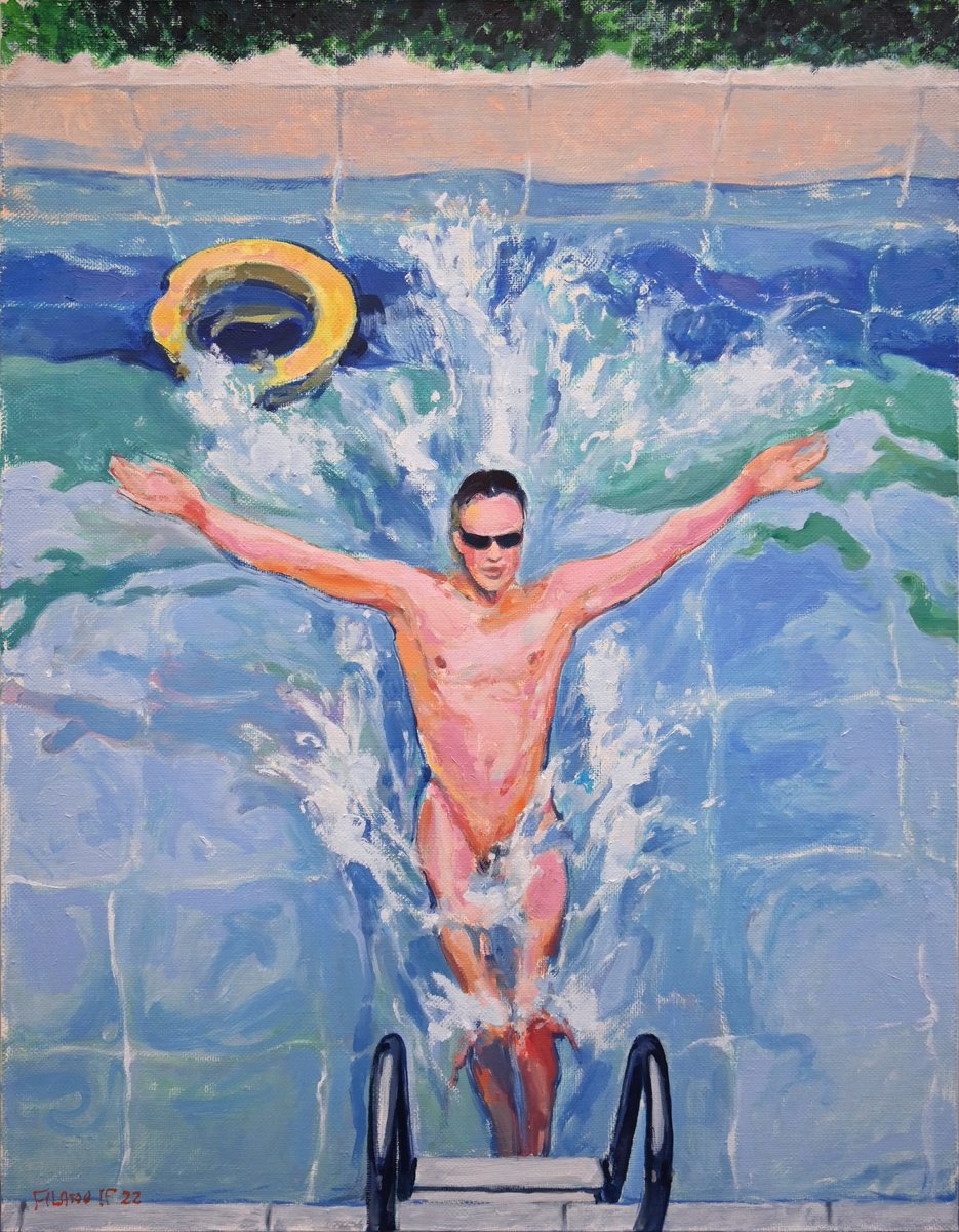 Impressionistic Portrait Oil Painting By Ilya Filatov, 28 X 35, Jesus Splash, Original Artwork